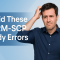 A concerned man in a blue shirt holds his head in frustration beside bold text that reads “Mistakes?! Avoid These SHRM-SCP Study Errors” on a white and blue background.