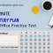 A professional horizontal study planner cover titled Your Ultimate Budget Study Plan for the PHRca Practice Test, featuring a blue and yellow layout with a coffee cup, notepad, checklist table, and HR-themed icon.